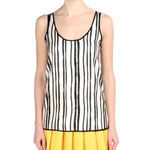 Yoox 8 brand silk black and white striped tank top sz S